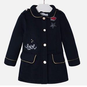 Mayoral Navy Fleece Jacket w Gold Trim - Toddler